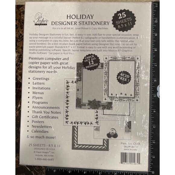 2007 Holiday Stationery  25 Sheets Acid-Free By Paper Images Snowman Candy Cane - Picture 2 of 2